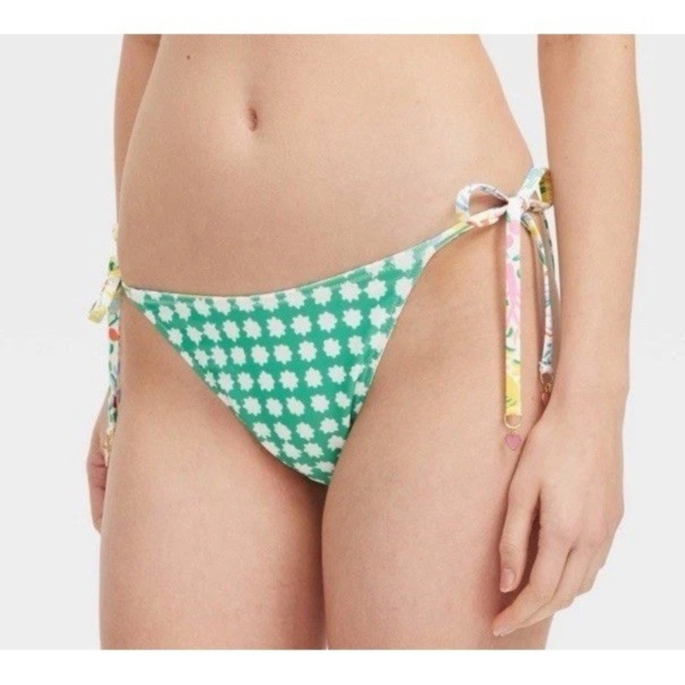 Roller Rabbit Bikini Bottoms Womens L White Reversible Tropical Sun New With Tag - Picture 3 of 7